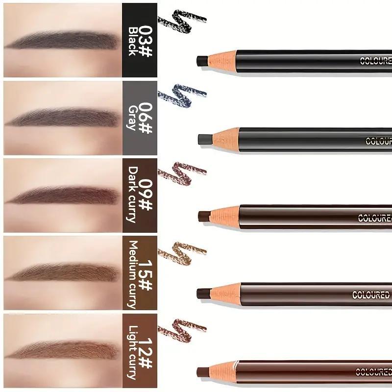 Music Festival Makeup Waterproof Wooden Hard Core Eyebrow Pencil, Long Lasting Eye Brow Pencil, Brow Styling Pen, High Pigmented Brow Shading & Filling Pencil