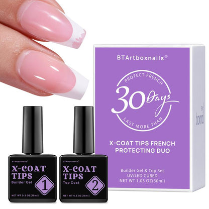 btartboxnails XCOATTIPS French Protecting DUO builder gel and top coat set to Protect French XCOATTIPS, No More French Tips Area chipping