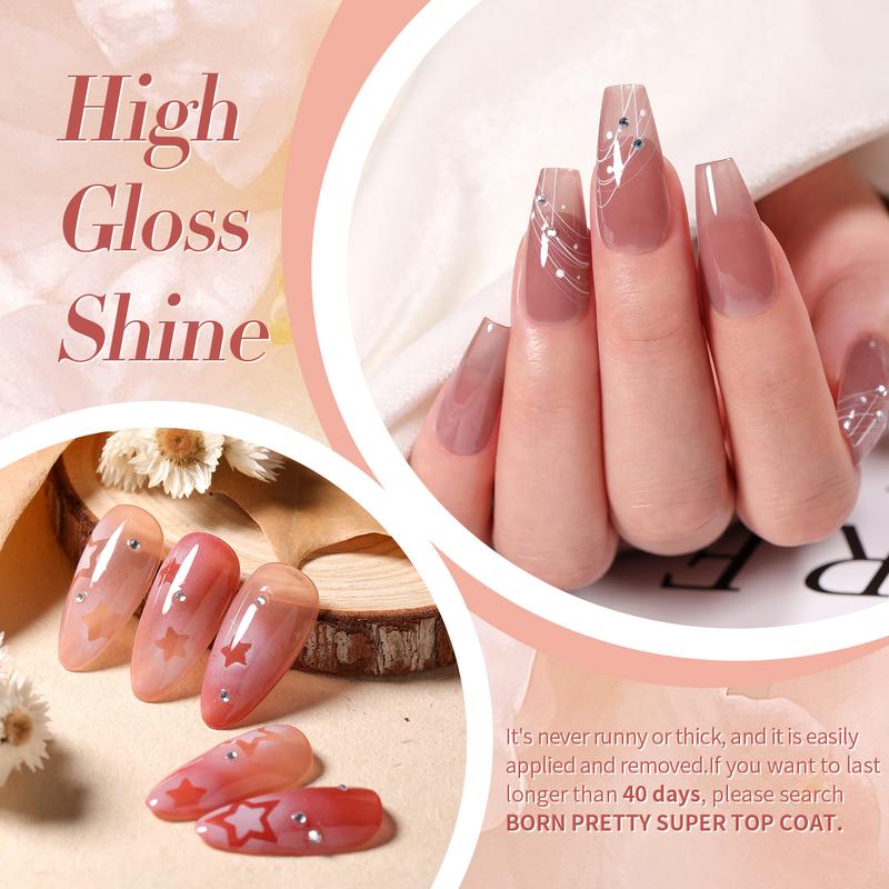 BORN PRETTY 6 Colors Jelly Gel Nail Polish Set Pink Red Nude for Summer&Spring Sea Glass Nails Art DIY at Home Nail Care