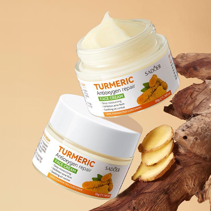 SADOER Turmeric Skincare Cream, Moisturizing Face Cream, Turmeric Facial Lotion, Skin Radiant Improving Facial Cream, Gentle Skincare Face Lotion for Women and Men, Face Care Products, Hydrating Skin Care Products