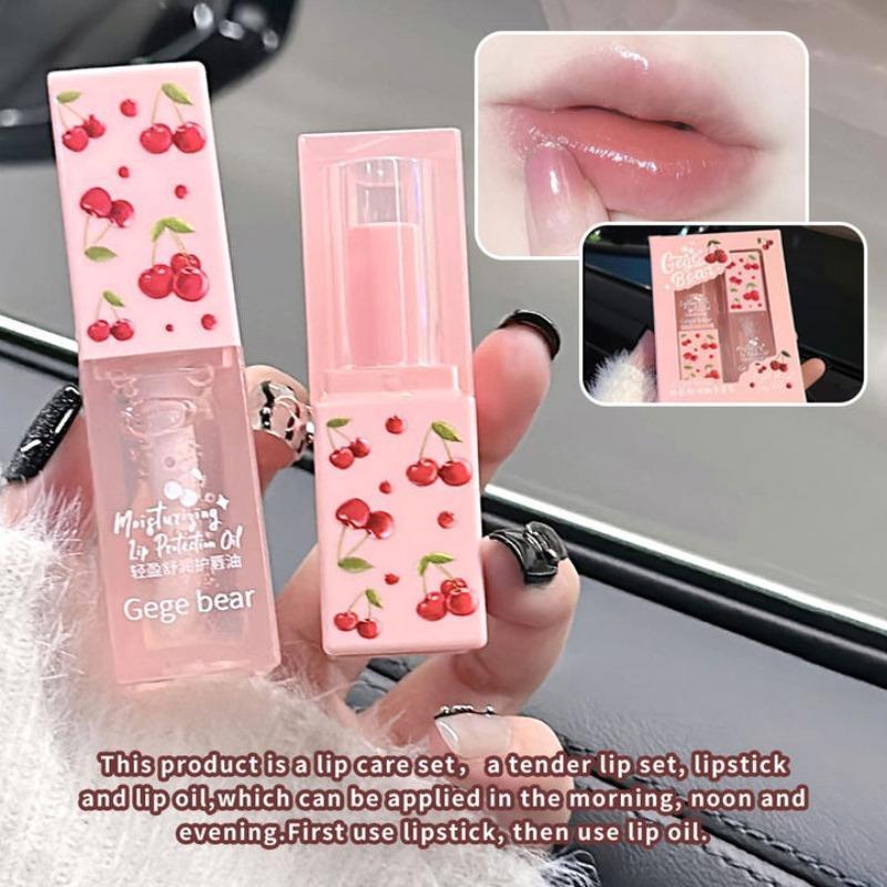 Moisturizing Lip Care Lip Butter Balm & Lip Oil Moisturizer, 2pcs/set Cosmetic Hydrating Glossy Lip Glaze Stick, Plumping Lip Oil Lipstick for All Occasions Makeup, Girls and Women, Summer Gift