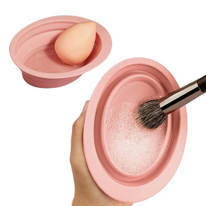 Foldable Makeup Brush Cleaning Bowl, Silicone Makeup Brushes Washing Tool, Makeup Sponges & Makeup Puffs Cleansing Bowl