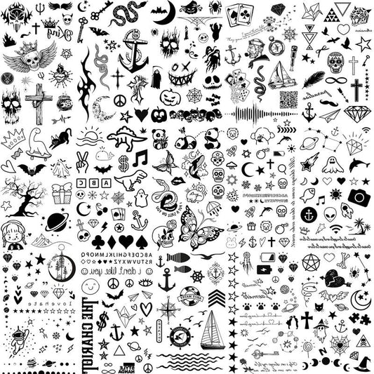 Mixed Style Cute Tattoo Sticker, 15 Sheets Waterproof Temporary Tattoo Sticker, Fake Tattoo Sticker for Women & Men, Realistic Tattoo Sticker for Daily Use