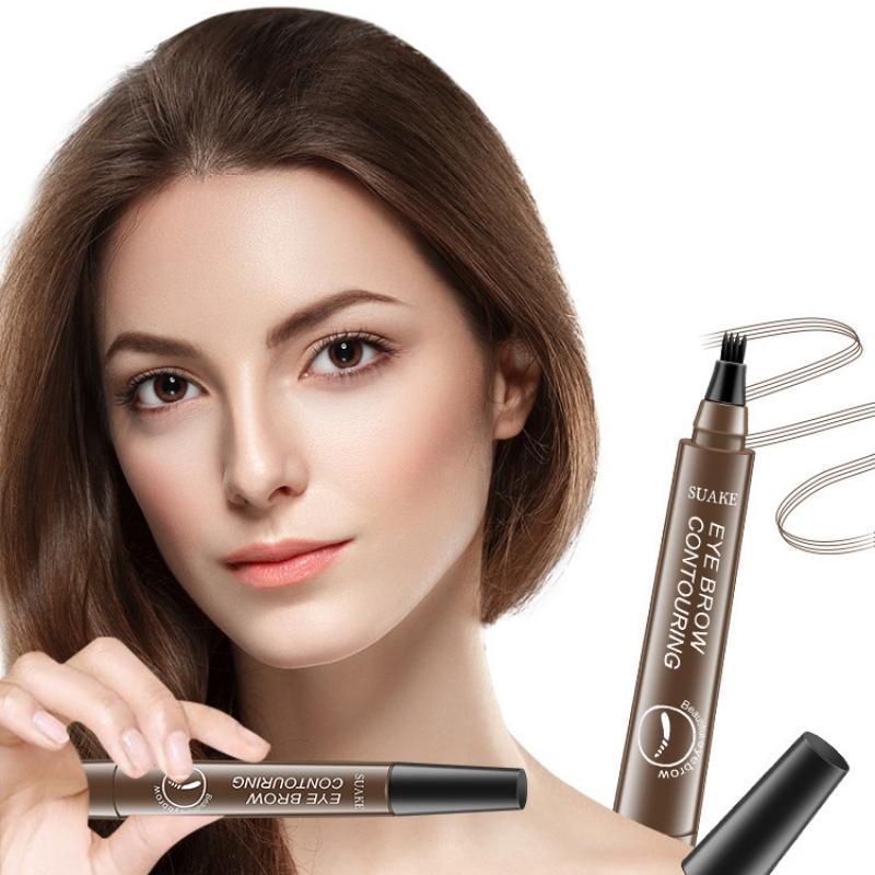 4-tip Waterproof Eyebrow Pencil, 1 Count Long Lasting Eyebrow Pencil, Brow Brush Makeup Tool