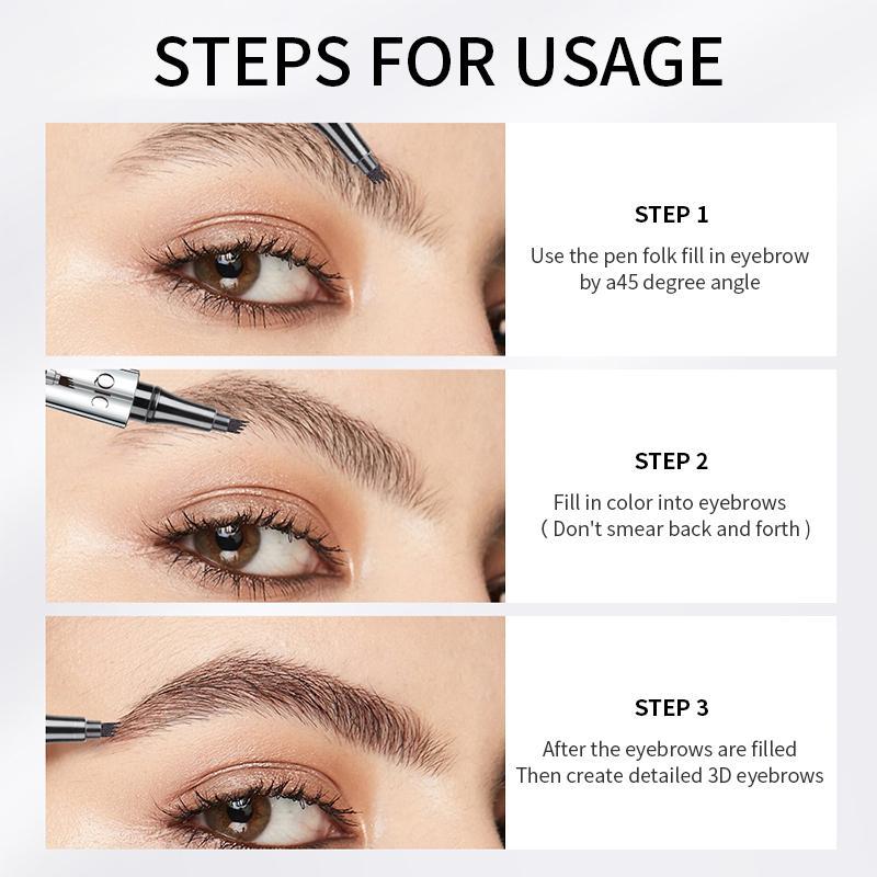 Angled Design Liquid Eyebrow Pencil, Waterproof Long Lasting Brow Makeup Pen for Thick and Sparse Brows