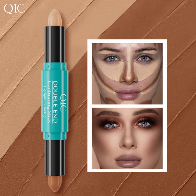 QIC Flawless Brightening Concealer, Illuminating & Highlighting Face Makeup, Conceals Dark Under Eye Circles,Double-End Highlighter Contour- 2 in 1 Makeup Shading - Long-Lasting Waterproof Smooth Cream Bronzer