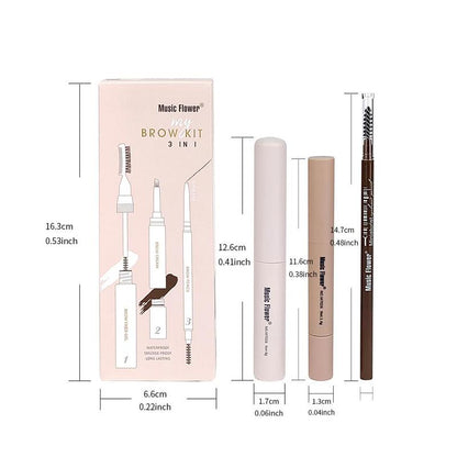 3pcs 3 In 1 Eyebrow Gel & Eyebrow Pencil & Mascara Set, Waterproof Long Lasting Eyebrow Makeup Set, Eyebrow Makeup Set, Waterproof Long Lasting Eyebrow Gel, Eyebrow Pencil, Eyebrow Cream, Eyebrow Makeup Tool, Brow Shaping & Filling Kit