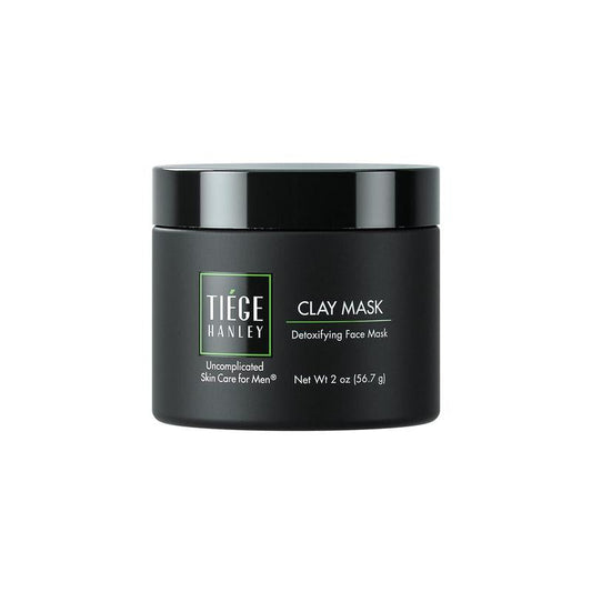 Tiege Hanley Mens Detoxifying Facial Clay Mask, 2 Oz (1-Pack) - Deep Pore Cleansing Charcoal Face Mask with Natural Kaolin Clay Absorbs Excess Oil & Reduces Appearance Pores - Skin Care for Men