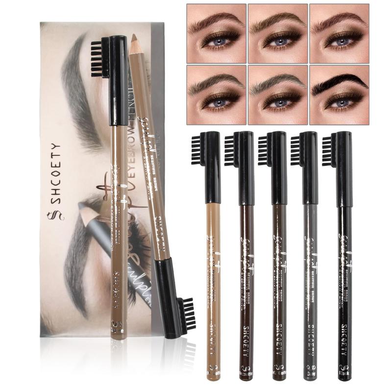 Waterproof Eyebrow Pencil with Brush, 6 Counts/set Long Lasting Eyebrows Enhancer Dye Tint Pen, Makeup Cosmetic Tool for Women