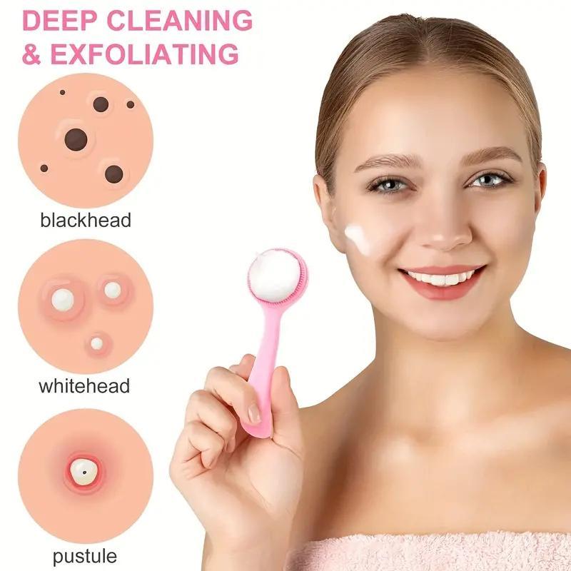 Silicone Facial Cleansing Brush for Women, 2 Counts Comfort Soft Face Scrubber Brush for Daily Use, Face Deep Cleaning & Massage Tool, Summer Skin Care Tool