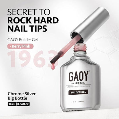 GAOY Builder Gel for Nails, 16ml Nail Strengthener in a Bottle, Nail Extension Hard Gel, Soak Off Long Lasting UV Gel