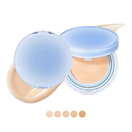 [rom&nd Official Shop] rom&nd Bare Water Cushion (5 Shades) Glowing Dewy Coverage Radiant Finish Long-Lasting Korean Makeup Foundation Natural Glow, romand, rom and Moisture Peach, tiktok shop store, tiktok shop, k beauty makeup, korean cushion foundation