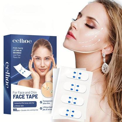 60pcs Invisible Face Lift Patch, Wrinkle Lift Patches for Instant Face and Neck Lift, Reduce Double Chin, Anti-Aging Tool for Makeup and Daily Use