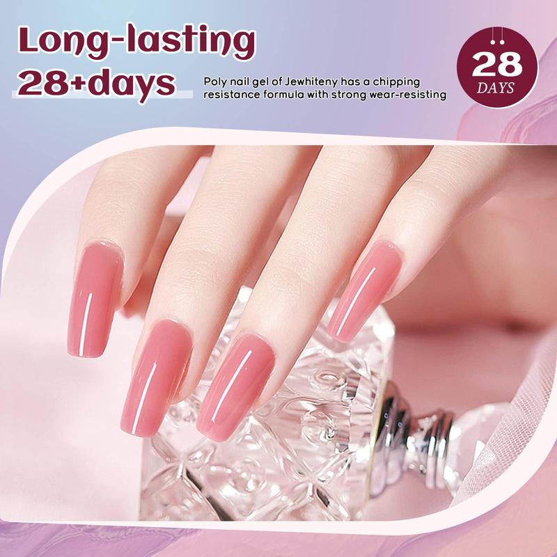 JEWHITENY Poly Gel Nail Kit - Poly Gel Kits 14PCS Professional Poly Gel Nail Extension Set Nail Art Design Beginner Kit All in One Poly Nail Kits DIY at Home for Nail