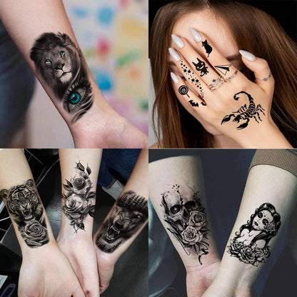 Creative Animal & Flower Pattern Temporary Tattoo Sticker, 68pcs/set Fake Tattoo Sticker, Body Art Decoration for Men & Women