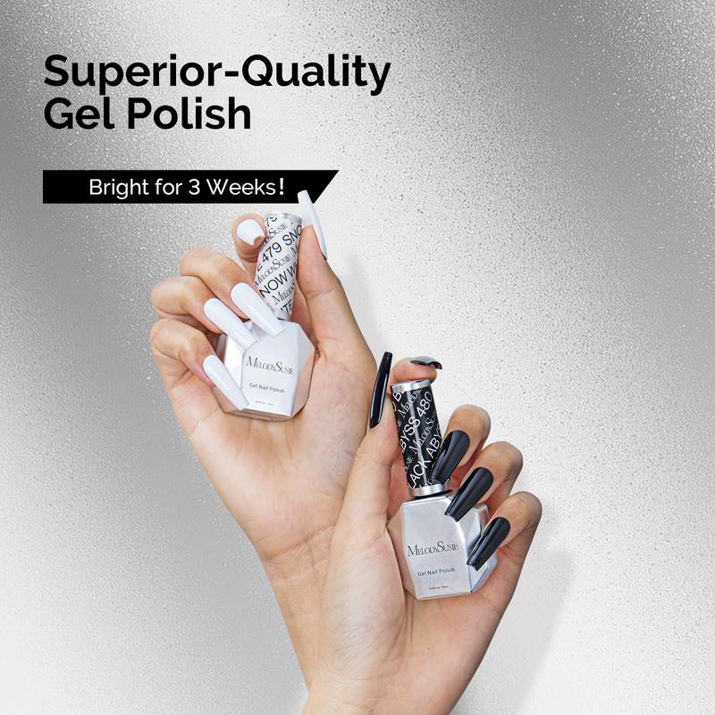 MelodySusie Gel Polish Kit 15ml Black & White Colors Polish Set Nail Art Manicure Salon Diy at Home Christmas Gift Nail Care Nail Polish