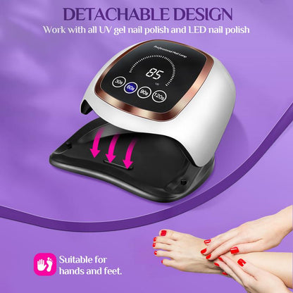 Gugusure UV LED Nail Lamp, Upgrade 168W Nail Dryer for Gel Polish with LCD Display, Auto Sensor and 4 Timer Settings, Professional Curing Lamp Light with 42 Beads for Salon and Home, Gifts for Girlfriends  edge short nail art kits