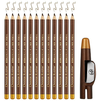 Eyebrow Pencil, 12pcs/set Long Lasting Eyebrow Pencil, Brow Styling Brush, Sweat Proof High Pigmented Brow Shading & Filling Pencil, Makeup Tool Easy to Apply