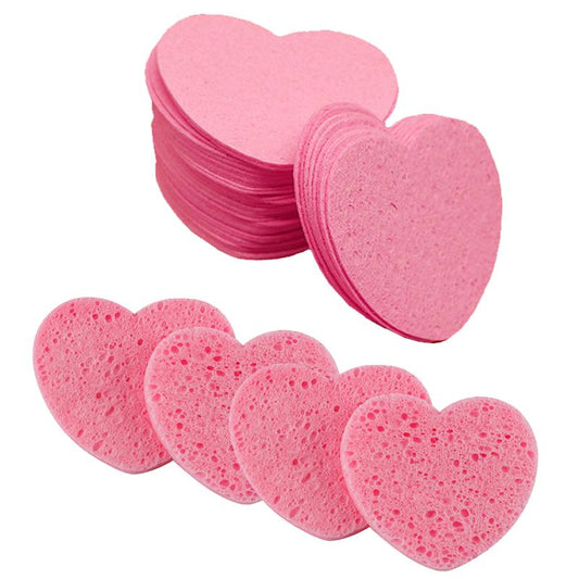 Heart Shaped Facial Sponge,50pcs/set  Compressed Face WashPad, Exfoliating Facial CleansingSponge, Facial Skin Care Tool,  Skincare Products