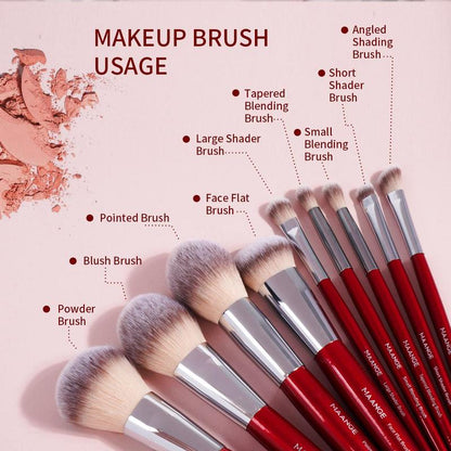 Makeup Brush Set, 9 Counts Versatile Soft Makeup Brushes for Foundation, Powder, Brushes with Soft Bristles for Beginners, Summer Makeup Gifts