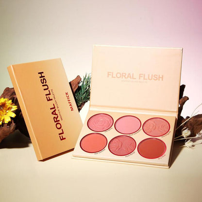 6 Color Flower Matte Blush Palette, Long Lasting Powder Blush Palette, Contour Blush Pressed Powder For Cheeks & Eye, Natural Look Blush Soft Color Shadow