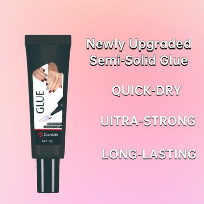 Newly Upgraded Quick Drying 10g Semi-Solid Nail Glue with 10ml Remover for Press On Nails Tips No Need for UV Lamp Long Lasting Fake Acrylic Nails Kit Glue Gel Nail Art,Nail Care