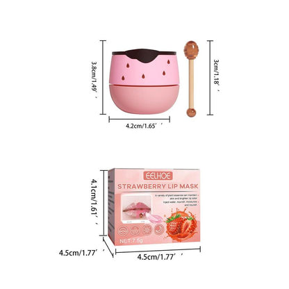 Strawberry Moisturizing Lip Mask with Lip Brush, Exfoliating Nourishing Treatment Lip Mask, Lip Care Treatment Lip Mask for Women & Men