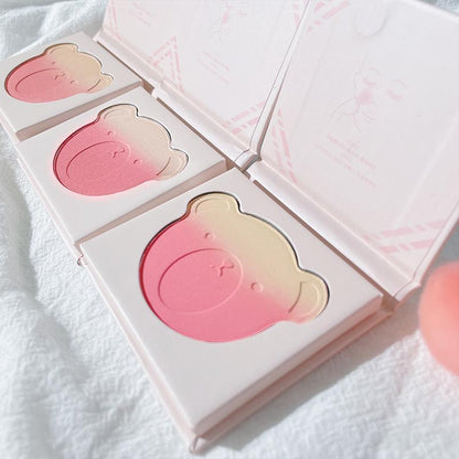 Gradient Blush Powder, Cute Bear Design Blush Palette, Facial Makeup Tools for Daily Use, Fine & Light Blush Palette, Gradient Design Facial Cosmetic