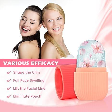 Facial Ice Roller,Silicone Facial Ice Roller,Facial and Eye Cube Ice Roller,Facial Beauty Ice Roller Skin Care Tools,Facial Ice Cube,Facial Scraping Massage,Facial Beauty Silicone Ice Moulds,Reusable Massage Silicone Ice Moulds