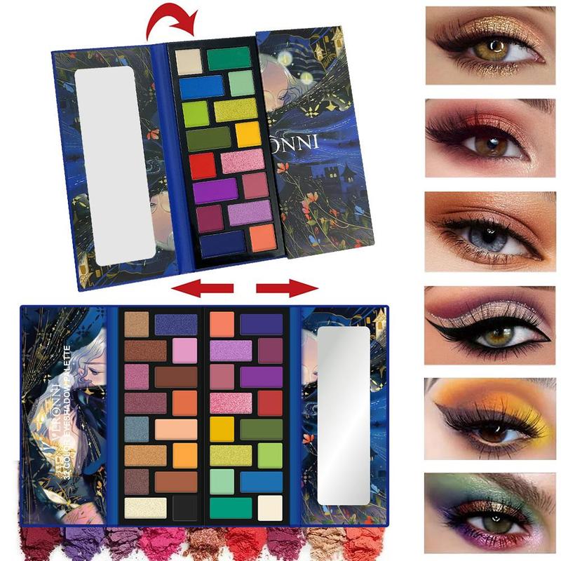 32 Colors Glitter Eyeshadow Palette, 1 Set Shimmering Eyeshadow Makeup Product, High Pigmented Glittering Blendable Eyeshadow Powder