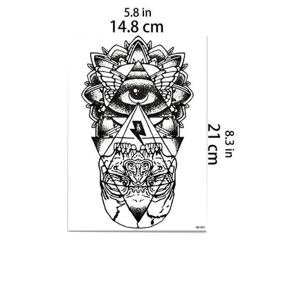 3pcs Wolf Totem Pattern Temporary Tattoo Sticker, Waterproof Fake Tattoo Sticker, Body Art Decoration For Men & Women