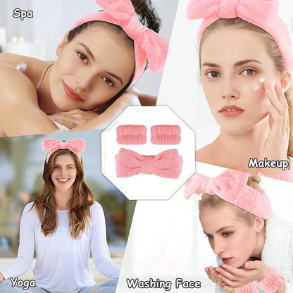 Skincare Tool Set, Headband & Wristband & Cleansing Sponge for Face Wash, Makeup Removal, Cleansing, Comfort Hygiene Product, Comfort Hygiene Product