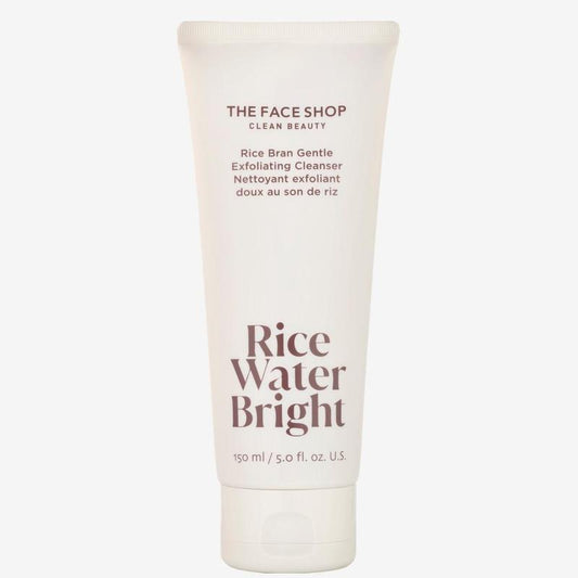 The Face Shop Rice Water Bright Rice Bran Gentle Exfoliating Cleanser, Hydrating, Moisturizing & Brightening Face Cleanser, Vegan Exfoliating Face Wash Face Scrub, Korean Skin Care Face Exfoliator