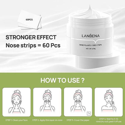 [Best Sellers]LANBENA Blackhead Pore Remover Mask Aloe extract Facial Peeling Nose Strip Acne Deep Cleansing 30g Skin care Comfort All Skin Types Gentle Smoothing Repairing