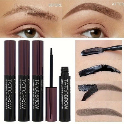 Semi-Permanent Eyebrow Gel - Waterproof, Long-Lasting Black Brown Tattoo, Easy Peel-Off, Sweatproof Brow Tint for Flawless Brows