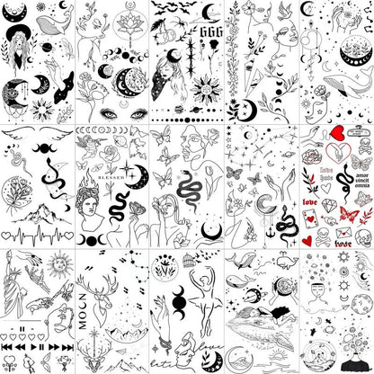 Minimalist Abstract Line Art Temporary Tattoo Sticker, 15pcs/set Creative Fake Tattoo Sticker, Body Art Decoration for Women & Men