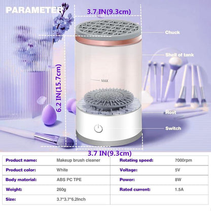 Makeup Brush Cleaner, Brush Cleaning Machine with Makeup Brush Cleaning Mat, Beauty Blender Cleaner for All Size Brush, Makeup Accessories