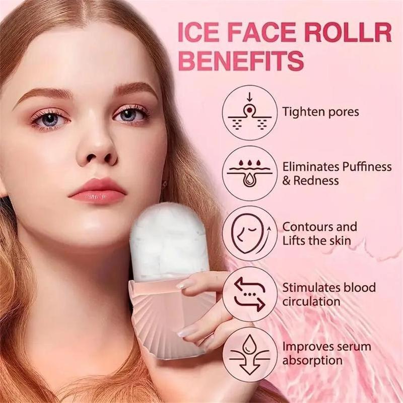 Face Massage Tool Set (3 Counts/set), Ice Roller & Scraper & Silicone Brush, Reusable Face Massage Tool with Storage Bag for Women