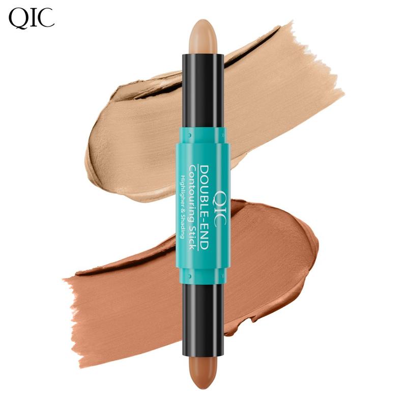 QIC Flawless Brightening Concealer, Illuminating & Highlighting Face Makeup, Conceals Dark Under Eye Circles,Double-End Highlighter Contour- 2 in 1 Makeup Shading - Long-Lasting Waterproof Smooth Cream Bronzer