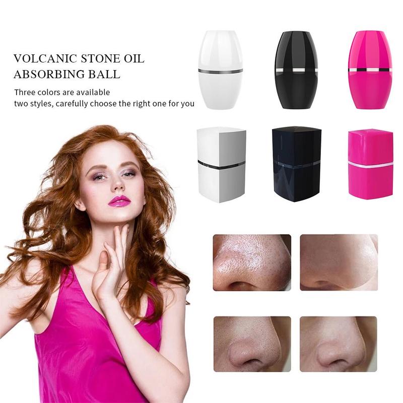 Oil Absorbing Face Roller, Portable Facial Oil-absorbing Volcanic Rolling Ball Stick, Oily Skin Control for Make up