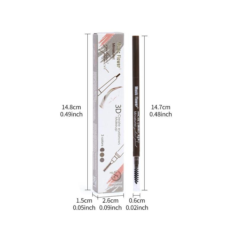 2 In 1 Eyebrow Pencil (1 Piece), Long Lasting Eyebrow Pencil, Double-ended Brow Styling Brush, Brow Shading and Filling Pencil, Brow Brush Makeup Tool