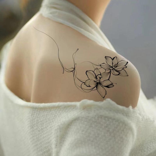 Flower Pattern Temporary Tattoo Sticker (1 Piece), Waterproof Fake Tattoo Sticker For Daily And Party, Body Art Sticker For Women & Girls