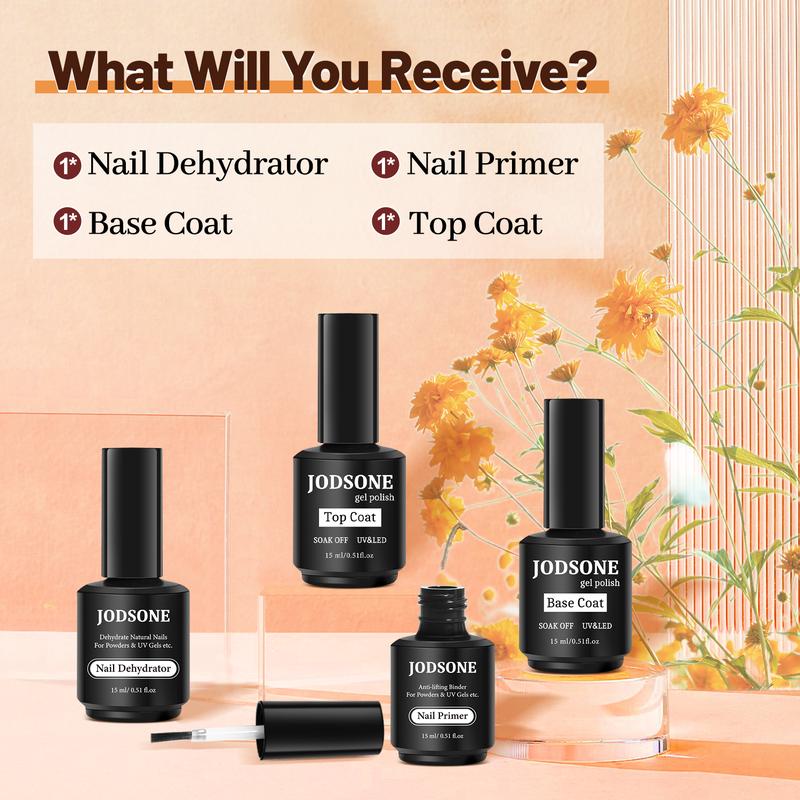 JODSONE 15ML Nail Dehydrator Nail Primer Base Coat Top Coat Glossy Surface Quick Drying Durable At Home DIY Nail Salon Girl Gift keep Nail Art Design Long Lasting