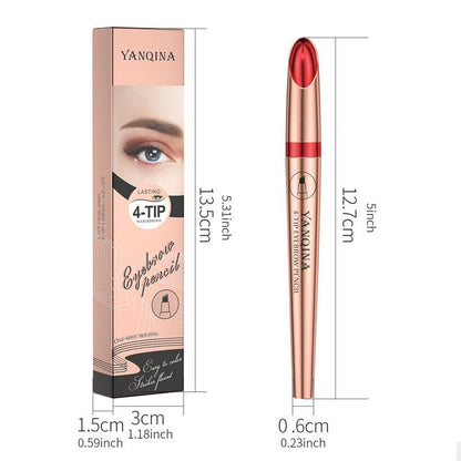 Brow Shading & Filling Pencils, 1 Count 4-tip Waterproof Long Lasting Liquid Eyebrow Pencil, Eye Brow Makeup Products for Women