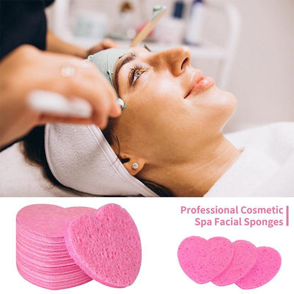 Compressed Cellulose Heart Shape Facial Sponges, 50pcs/set Natural Facial Cleansing Exfoliating Face Scrubber, Comfort Facial Cleansing Tools,  Facial Cleanser Tools