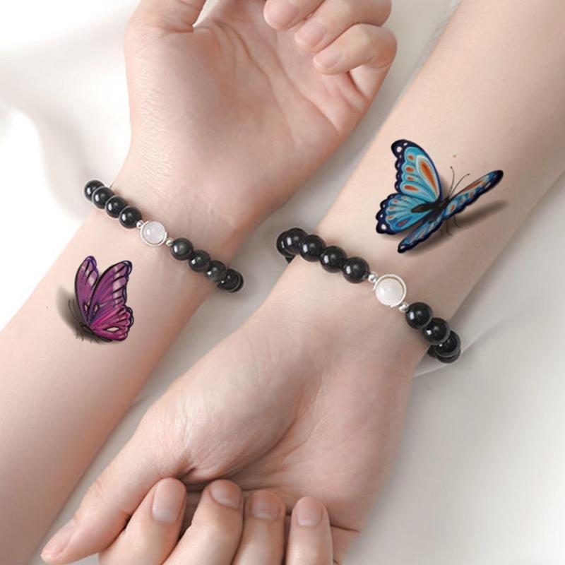 Butterfly & Flower Pattern Temporary Tattoo Sticker (1 Piece), Creative Design?Body Art for Women & Girls