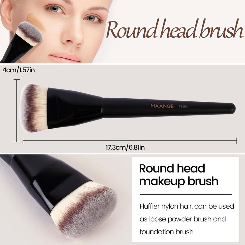 Makeup Brush Set with Case, Including Flat Foundation Brush, Finger Foundation Brush, Blush Brush, Loose Powder Brush, Skin-friendly Makeup Tools