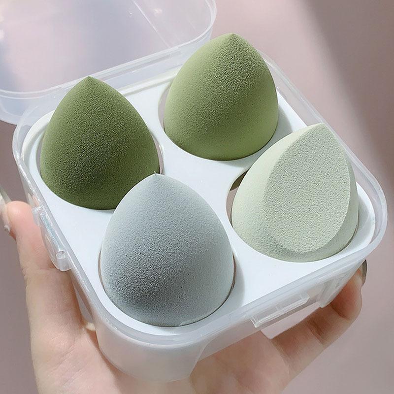 Makeup Sponge Set with Storage Box, 4 Counts Professional Soft Beauty Sponge, Beauty Blender Set, Flawless Makeup Tool for Cream, Powder Liquid & Foundation