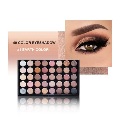 40 Colors Earth Tone Matte & Metallic Eyeshadow Palette, Shimmering Eye Makeup Powder, High Pigmented Glittering Eyeshadow for All Styles Makeup