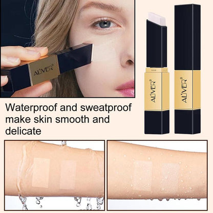 2 in 1 Hydrating Concealer Stick, 1 Count Double Ended Natural Foundation Concealer Stick with Makeup Brush, Moisturizing Long Lasting Makeup Product for Women, Facial Cosmetic